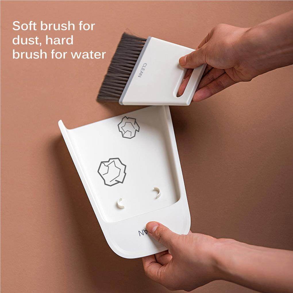 Mini Broom Dustpan Set Desktop Broom Durable Dust Pan Tiny Dustpan Brush Set For Cleaning Table Countertop Keyboard Grey White