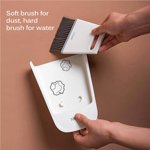 Mini Broom Dustpan Set Desktop Broom Durable Dust Pan Tiny Dustpan Brush Set For Cleaning Table Countertop Keyboard Grey White