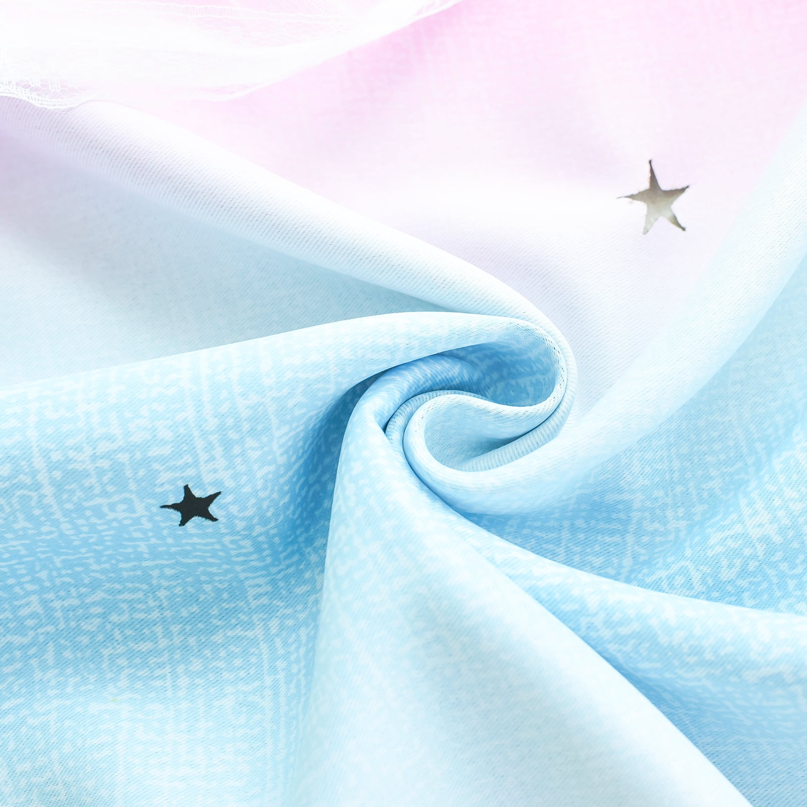 Psoiuetr Blackout Gradient Ombre Curtains for Kids Girls Bedroom Living Room Decor Rainbow Double Layers Star Cut Out Stripe Pink Yellow Grommet Window Curtains,52"x63",1 Panel