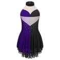 thumbnail image 2 of IEFIEL Girls Sequins Contrast Color Backless Figure Skating Dance Dress Shiny Rhinestones Sleeveless Dancewear Purple 14, 2 of 5