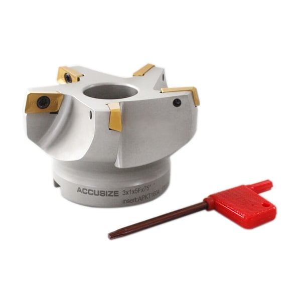 Accusize - 3" X 1" Bore, 75 Degree Indexable Face Mills, include 5 ps APKT 1604 carbide inserts, #0028-2602