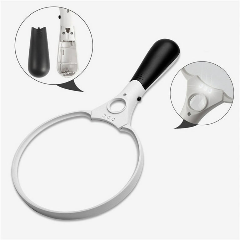Large Lighted Magnifying Glass with 2X Lens for Reading and 4X