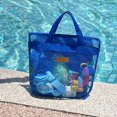 thumbnail image 5 of Yardvibe Beach Tote Bag for Women, 11.02"x9.84" Large Mesh Holiday Handbag, Reusable Summer Casual Shoulder Bags for Travel Swimming (Blue-Small), 5 of 5