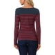 thumbnail image 3 of BLUSA CHIC PARA MUJER INSPIRADA, A RAYAS, BLOQUE DE COLOR, DE MANGA LARGA, CAMISETA CASUAL, TALLA XS, AZUL MARINO Y ROJO, 3 of 6