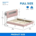 thumbnail image 6 of Dextrus Full Bed Frame with LED Headboard, Charging Ports, Storage Shelf, Boucle Upholstery, No Box Spring Needed, Pink, 6 of 9