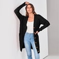 thumbnail image 6 of Long Sleeve Cable Knit Long Cardigan for Women 2024 Fall Winter Chunky Open Front Button Sweaters with Pockets, 6 of 6