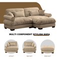thumbnail image 6 of TUANLUO 93.7" Upholstery Sectional Sofa and Couch with Ottoman - Oversized Velvet Loveseat Tufted Couch for Living Room, Camel, 6 of 9