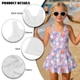 thumbnail image 4 of DISNIMO Bunny Easter Egg Print Girls One Piece Swimsuits Sleeveless Bathing Suit with Skirt Quick Dry Swimwear Halter Swim Dress Size 3-13, 4 of 8