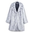 thumbnail image 5 of Penkiiy Women's Long Lapel Faux fur Jacket Shaggy Coat Warm Outerwear Cardigan Faux Fur Coat Gray, 5 of 5