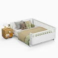 thumbnail image 5 of Euroco Wood Full Size Platform Bed, Low Profile Bed with Rails for Kids and Toddlers, White, 5 of 11