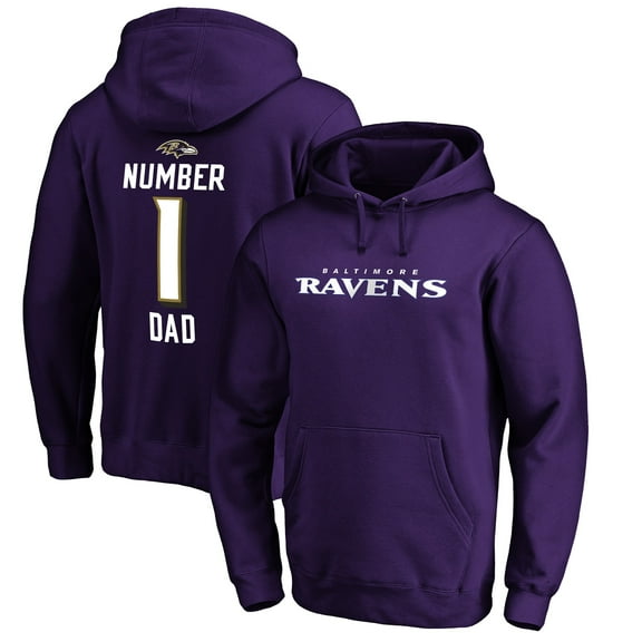 Men's Purple Baltimore Ravens #1 Dad Pullover Hoodie