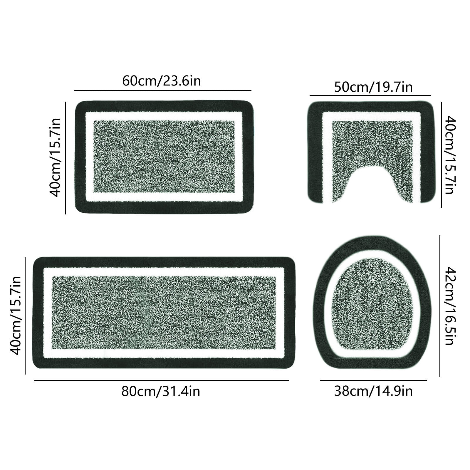 Tuvgenk Non Slip Bathroom Rugs Set Absorbent 4 Piece Toilet Rugs Large Sage Green Bathroom U Shaped Floor Mats for Shower