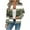 Green|Striped, variant on Full-zip Jacket for Women without Hood Trendy Waffle Knit Graphic Printed Casual Bomber Coat Long Sleeve Outerwear (M, Brown|Striped)