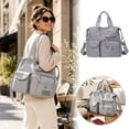 thumbnail image 2 of Nylon Tote Bag Waterproof Large Capacity Multi Pocket Travel Handbag Crossbody Bag for Outdoor Camping(Grey-50x35x13cm), 2 of 5
