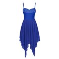 thumbnail image 6 of YONGHS Women's Girls Lyrical Camisole Ballet Dance Dress Asymmetric Chiffon High Low Skirts Blue XL, 6 of 7