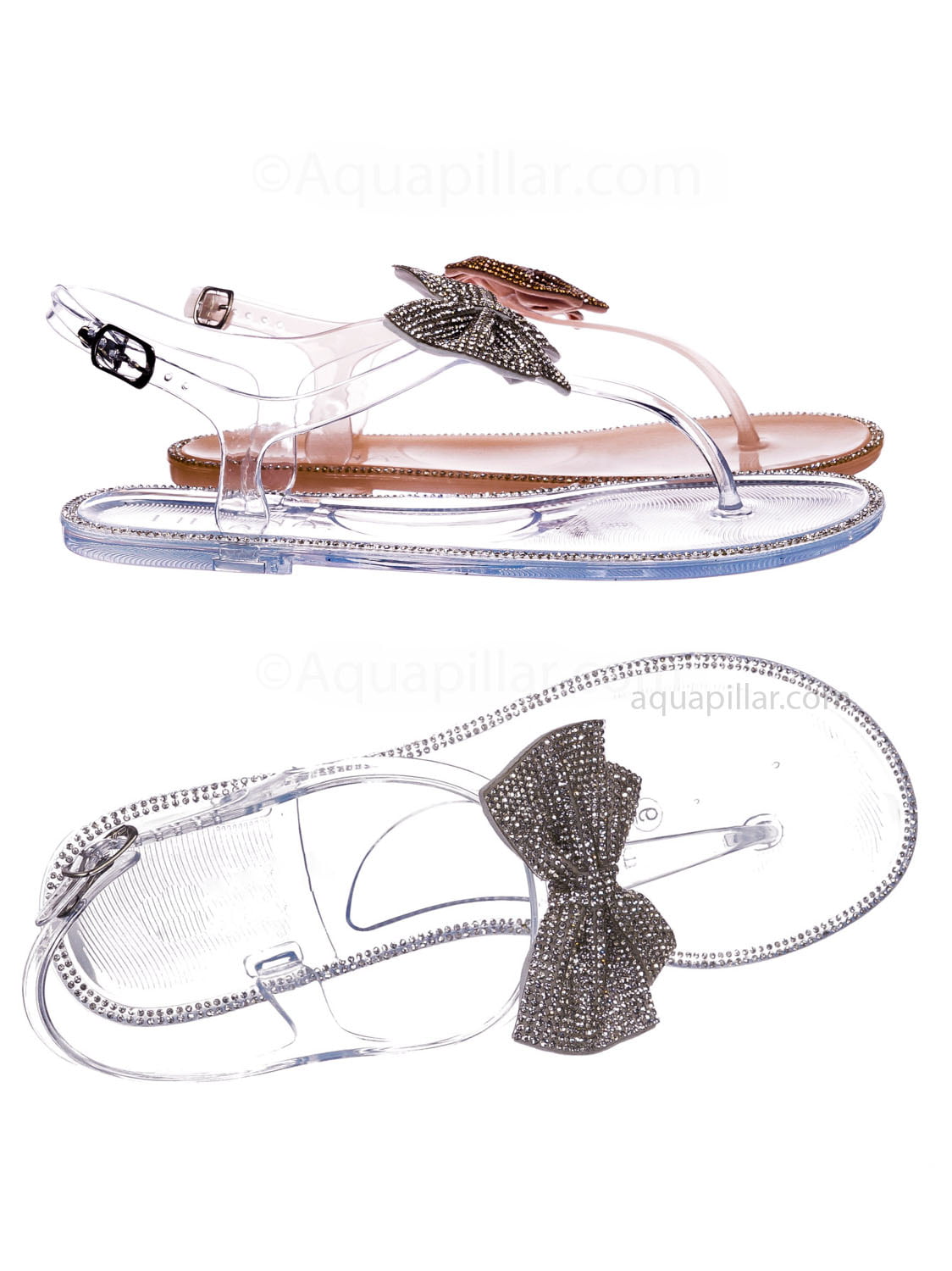 clear jelly sandals with bow