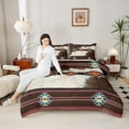 thumbnail image 4 of jejeloiu Rustic Cow Hide Queen Comforter Set,Aztec Geometric Rhombus Bedding Sets,Brown Cyan White Bedding Comforter Set For Boys Kids,Ultra Soft Home Decor Reversible,3 Pieces, 4 of 8