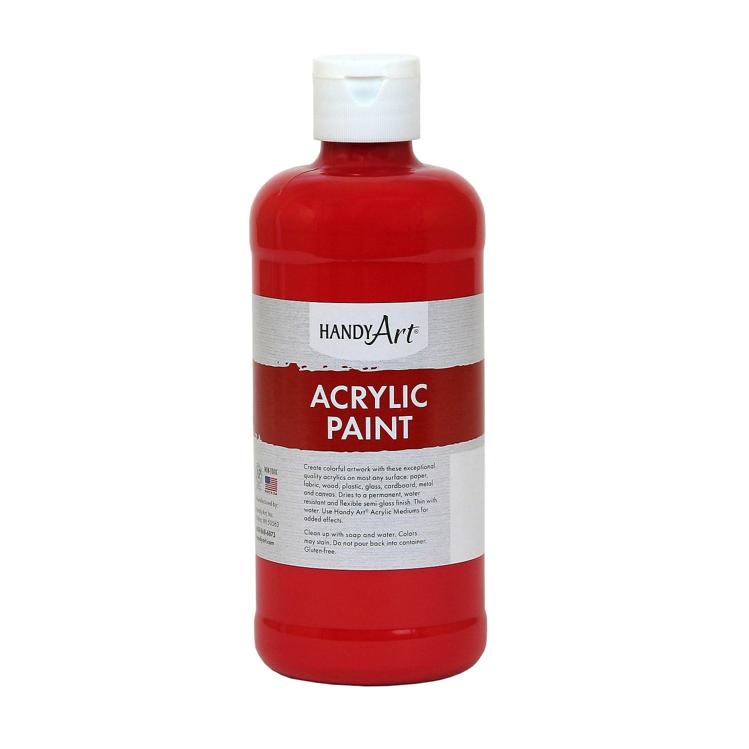 Rock Paint & Handy Art RPC101040-3 16 oz Acrylic Paint, Brite Red - 3 Each