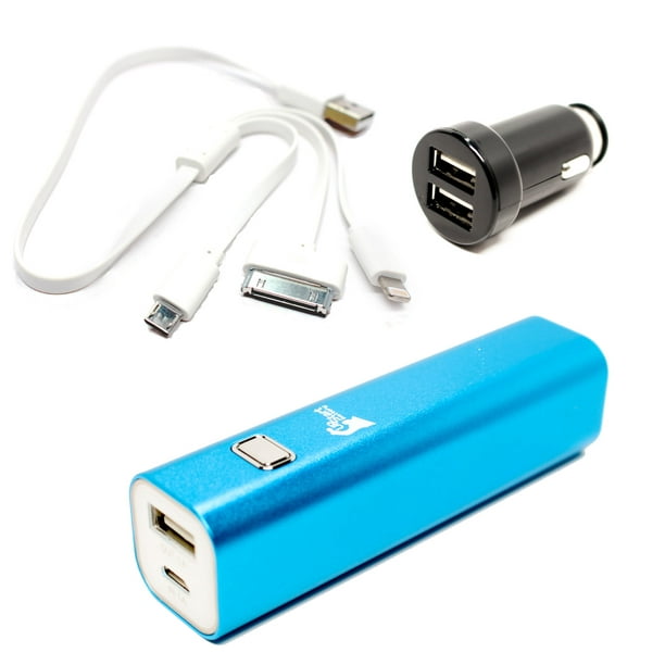 Chargeur portable international  Kindle DX - Batterie externe avec  plusieurs câbles USB et chargeur de voiture double USB (banque  d'alimentation USB unique, 3000 mAh, sortie 1 A) 