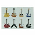 thumbnail image 1 of Guitar Cutting Board, Wide Variety of String Instruments Realistic Musical Pattern Jazz Bluescoustic, Decorative Tempered Glass Cutting and Serving Board, Small Size, Multicolor, by Ambesonne, 1 of 1