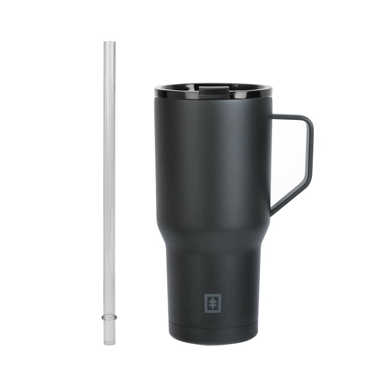 Swiss Tech Becher Black 30oz Water Bottle with Handle, Triple-Wall