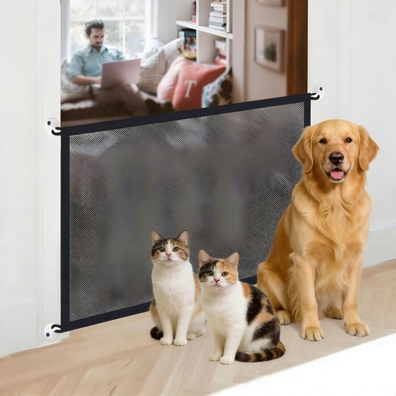 XIBUFE 2026 New Mesh Doors for Kids Or Cat Dog,Pet Gate for the Home,Portable Baby Puppy Secure Fence Guard for Stairs and Doorways,Easy Install Anywhere,1.1 M * 0.72 M