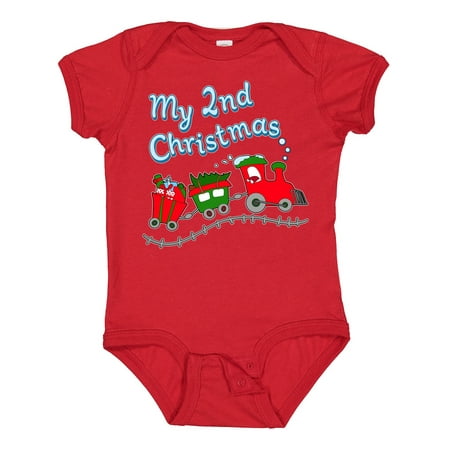 

Inktastic My 2nd Christmas Train with Presents and Tree Gift Baby Boy or Baby Girl Bodysuit