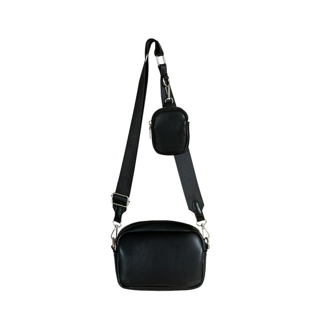 Bolso bandolera bolso moda correa de hombro ajustable cuero PU clásico pequeño Negro Yuyangstore Bolso