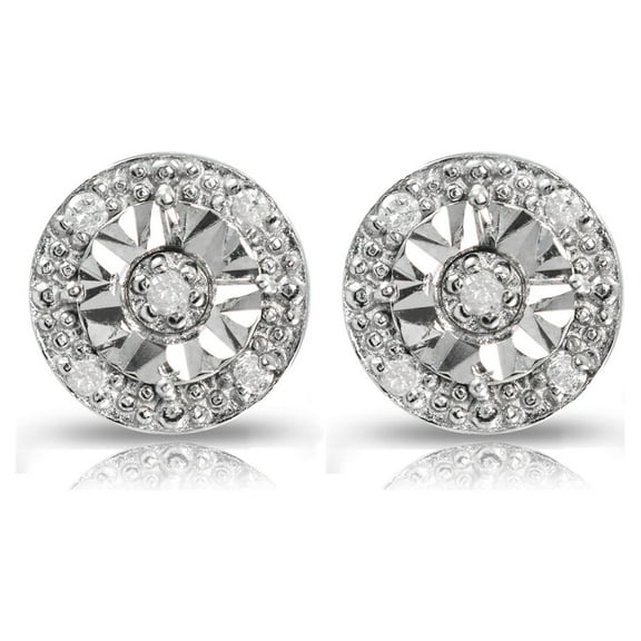 Sterling Silver .10ct Diamond Miracle-Set Round Stud Earrings