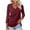 Red, variant on Fouhkni 3/4 Sleeve T Shirts for Women V Neck Half Button Loose Basic Tunic Tops Summer Solid Color Blouses