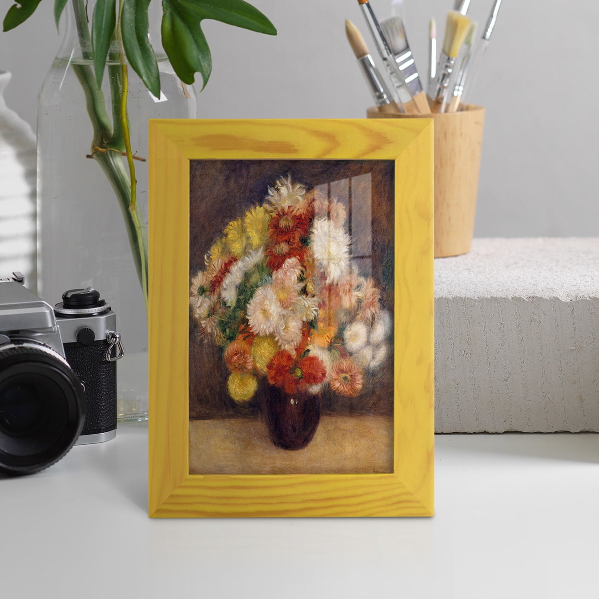 Bouquet of Chrysanthemums -Framed Print w/glass-Sunflower Yellow