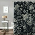 thumbnail image 2 of Awypu Black Brown Daisy Floral Block Print Flowers Decorative Waterproof Shower Curtain Multiple Sizes Durable and Washable White, 2 of 7