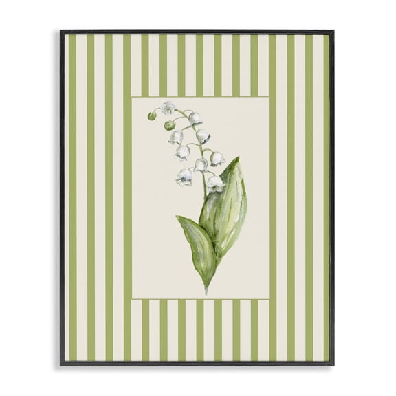 Stupell Industries French Country Striped Lily Of The Valley Black Framed Giclee Art, 11 x 14, by Lisa Wehmeyer