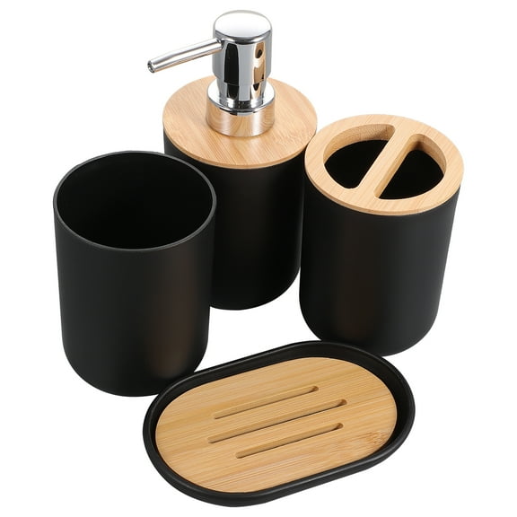 Bathroom Toothbrush Holder and Soap Dish Set Resin Nordic Style Black Marble Plastic Wood Dressing Table Accessories