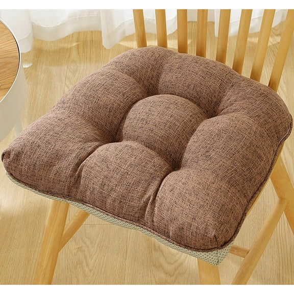 18"x17" Seat Cushions for Chairs, Comfortable Seat Pads for Dining Room & Kitchen,Tufted Chair Pads with Ties and Non Slip Backing, Beige