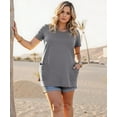 thumbnail image 2 of TIYOMI Plus Size Grey Tops For Women Summer Round Neck Short Sleeve Shirts Pocket Solid Tunic Tops Casual Long Tops Blouses Loose Fit T-Shirts XL 14W 16W, 2 of 6