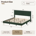 thumbnail image 2 of Bestier Corduroy Upholstered King Bed Frame with Adjustable Headboard, Platform Bed Frame with LED Light, Solid Wood Slats, No Box Spring Needed, Green, 2 of 8