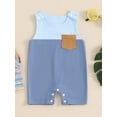 thumbnail image 5 of Aojekbee Baby Boy Tank Top Romper Casual Contrast Color Round Neck Sleeveless Jumpsuit Infant Toddler Overalls, 5 of 10
