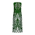 thumbnail image 4 of Women's Linen Dresses Casual Loose Crew Neck Summer Dress Sleeveless Tank Dress Print T Shirt Dress Sundress Boho Dress Flowy Baggy Summer Beach Dress Long Tunic Dress Green S, 4 of 5