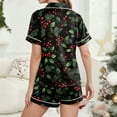 thumbnail image 6 of Wutalume Women's Festive Print Short Sleeve Pajama Set, Casual Button Down Top and Shorts, Christmas Themed Sleepwear,Black L, 6 of 7