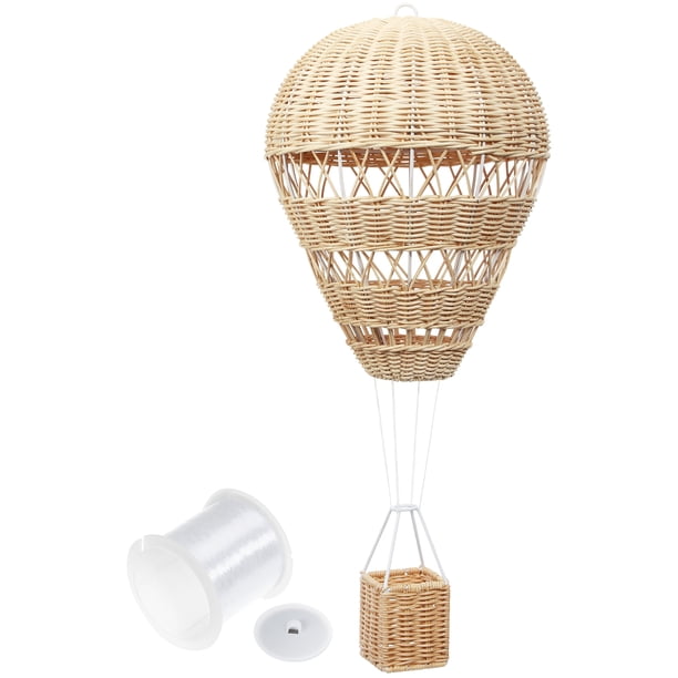 Globo aerostático de ratán tejido (1 unidad) para decoración de habitación infantil, adorno preescolar o accesorio para fotos