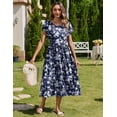 thumbnail image 4 of Vestido midi Zeagoo de manga corta con estampado floral blanco primaveral, 4 of 6