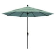 thumbnail image 2 of 11' Sun Master Series Patio Umbrella With Matted Black Aluminum Pole Fiberglass Ribs Collar Tilt Crank Lift With Sunbrella 1A Forest Green Fabric, 2 of 11