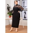 thumbnail image 4 of Women's Plus Size Dress Elegant Mesh Lantern Sleeve Split Hem Dress, 4 of 6