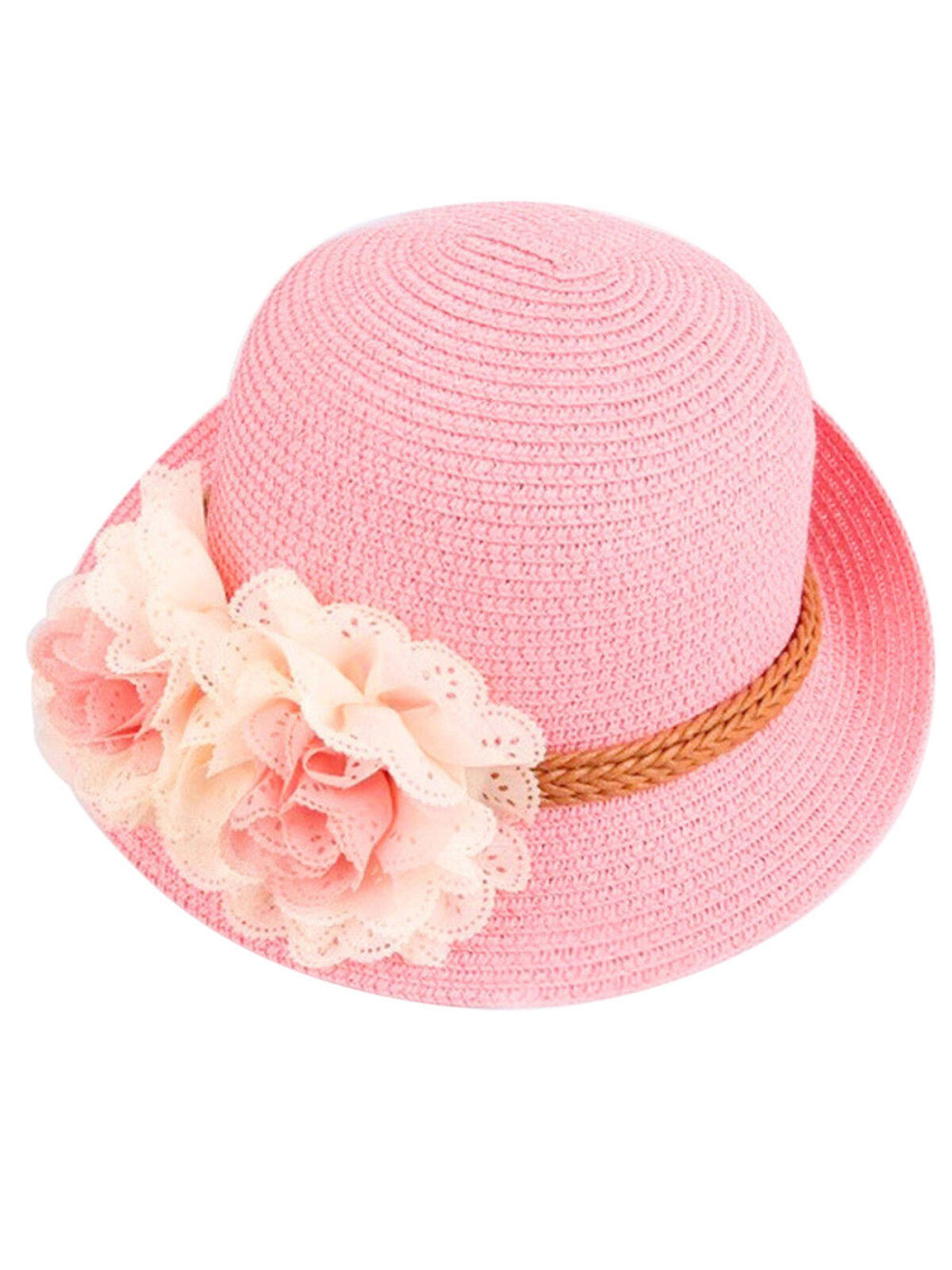 Toddler Baby Flower Decor Breathable Hat Straw Sun Hat Kids Hat Girls Hats - image 3 of 5