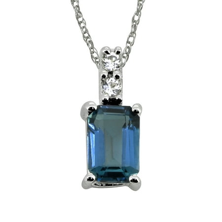 0.58 Cts. London Blue Topaz White Zircon 925 Sterling Silver Chain Pendant