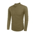 thumbnail image 2 of Wangsaura Men's Casual Shirt Solid Color Long Sleeve Stand Collar Button Tops, 2 of 7
