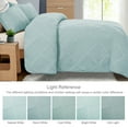 thumbnail image 5 of Exclusivo Mezcla Ultrasonic Twin Quilt Set, 2-Piece Lightweight Bedspreads Modern Striped Coverlet, Aqua Blue, 5 of 6