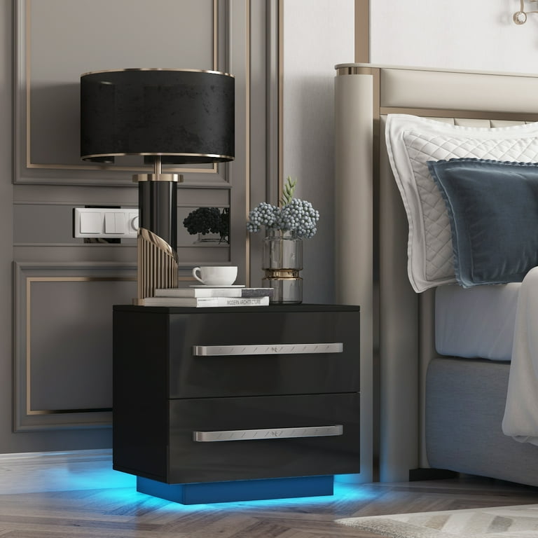Black led 2024 bedside table