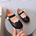 thumbnail image 2 of Viluyesy Girls Leather Sandals Spring & Summer Princess Flat Sandals with Pearl Detail, Soft Sole Solid Color Casual Dress Shoes for Medium to Large Kids Black Size 6.5, 2 of 7